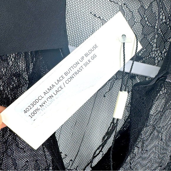 L’AGENCE Lace Button Up Blouse Long Sleeves in Black Size XS Fits M - Picture 6 of 6